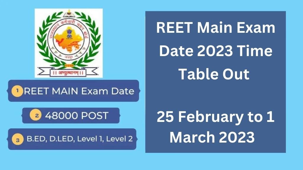 REET Main Exam Date 2023